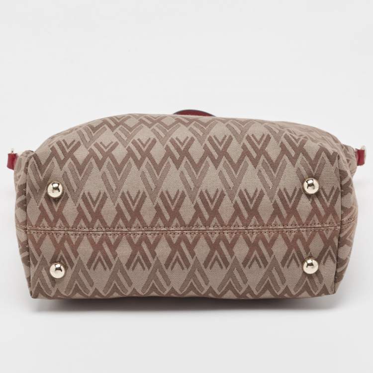 Pre Owned Valentino Multicolor V Print Canvas and Leather Shopper Tote