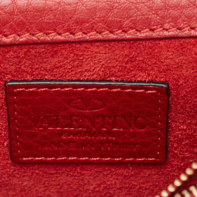 Pre Owned Valentino Red Leather Rockstud Chain Clutch
