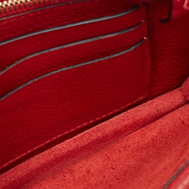 Pre Owned Valentino Red Leather Rockstud Chain Clutch