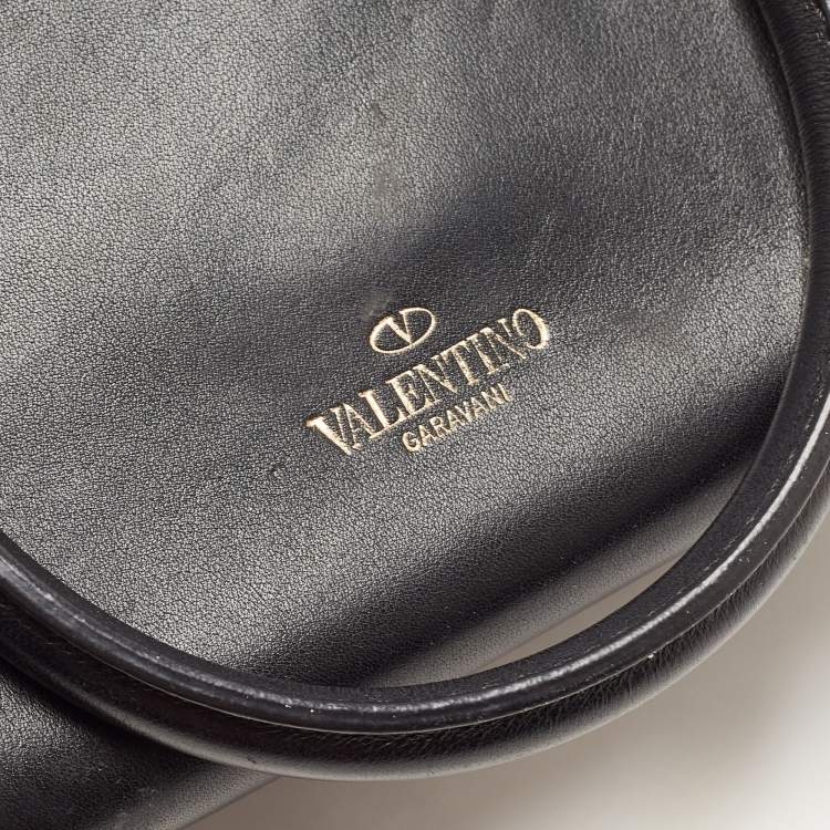 Pre Owned Valentino Black Leather Mini Rockstud Trapeze Tote