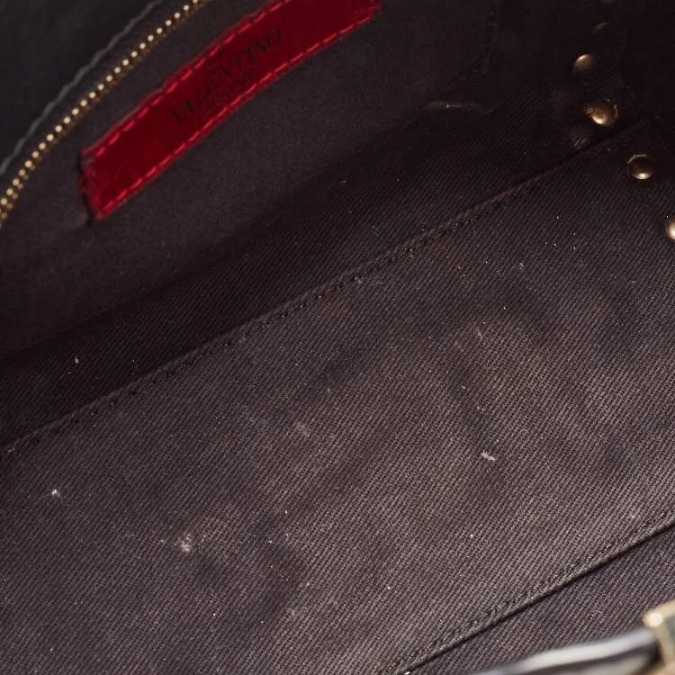 Pre Owned Valentino Black Leather Mini Rockstud Trapeze Tote