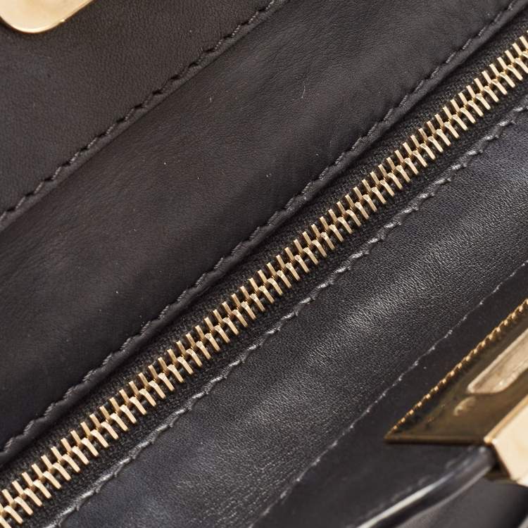 Pre Owned Valentino Black Leather Mini Rockstud Trapeze Tote