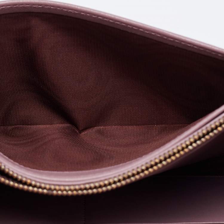Pre Owned Valentino Purple Leather Rockstud Flap Chain Clutch