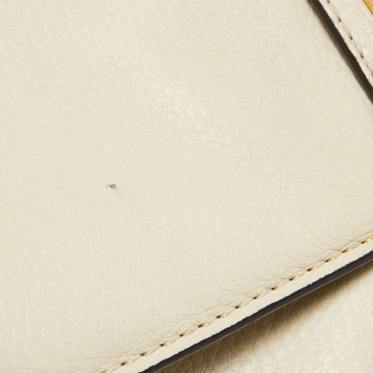 Pre Owned Valentino Cream Leather Medium Rockstud Glam Lock Flap Bag