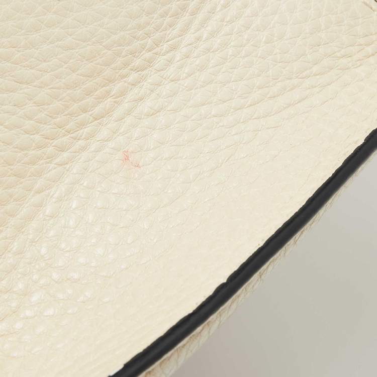 Pre Owned Valentino Cream Leather Medium Rockstud Glam Lock Flap Bag