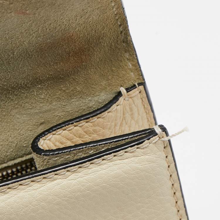 Pre Owned Valentino Cream Leather Medium Rockstud Glam Lock Flap Bag