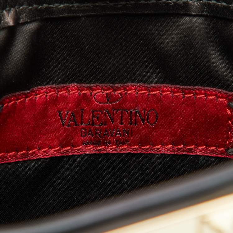 Pre Owned Valentino Black Leather Wristlet Clutch