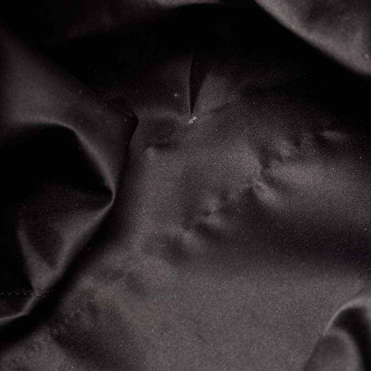 Pre Owned Valentino Black Leather Crystal Embellished Floral Applique Tote