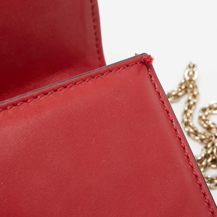 Pre Owned Valentino Red Leather Small Rockstud Glam Lock Flap Bag