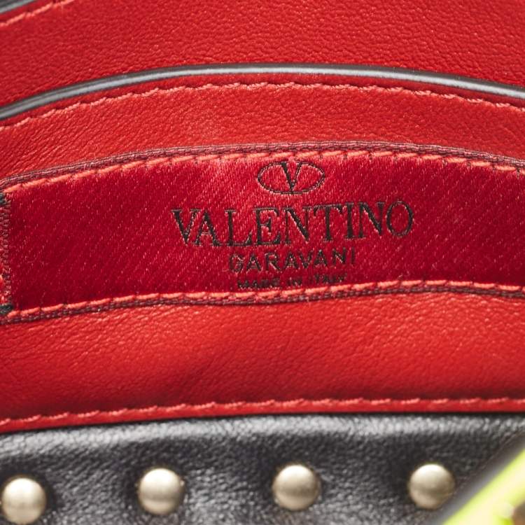 Pre Owned Valentino Neon Green Leather Micro Rockstud Spike Crossbody Bag