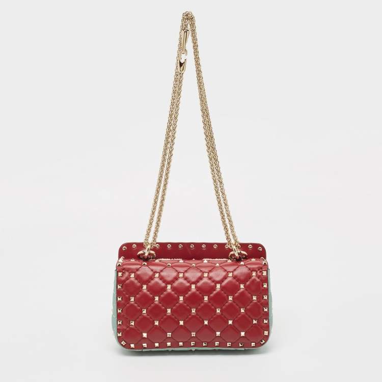 Pre Owned Valentino Multicolor Quilted Leather Small Rockstud Spike Chain Shoulder Bag