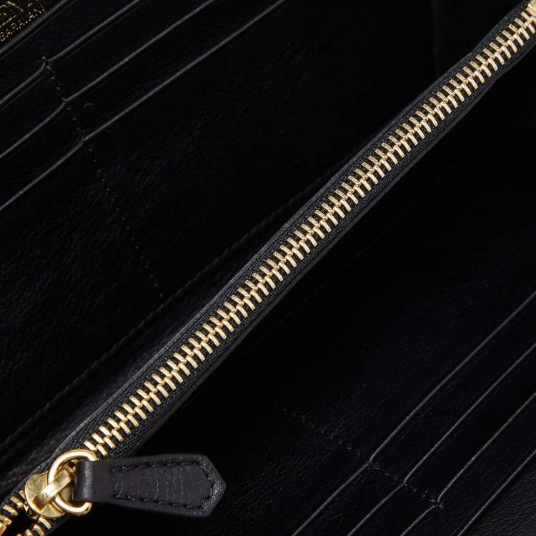 Pre Owned Valentino Brown/Black Canvas and Leather Zip Around Wallet