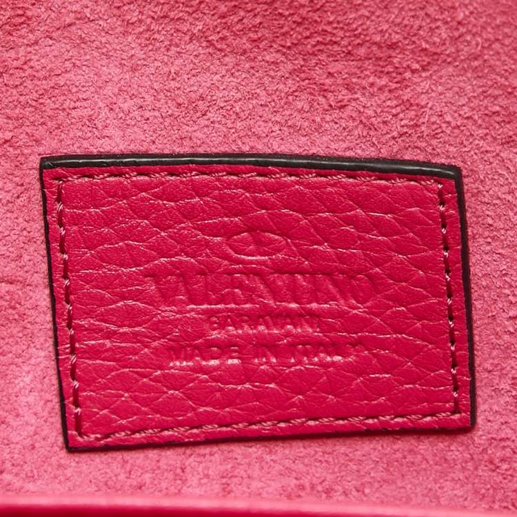 Pre Owned Valentino Pink Leather Rockstud Envelope Wallet on Chain