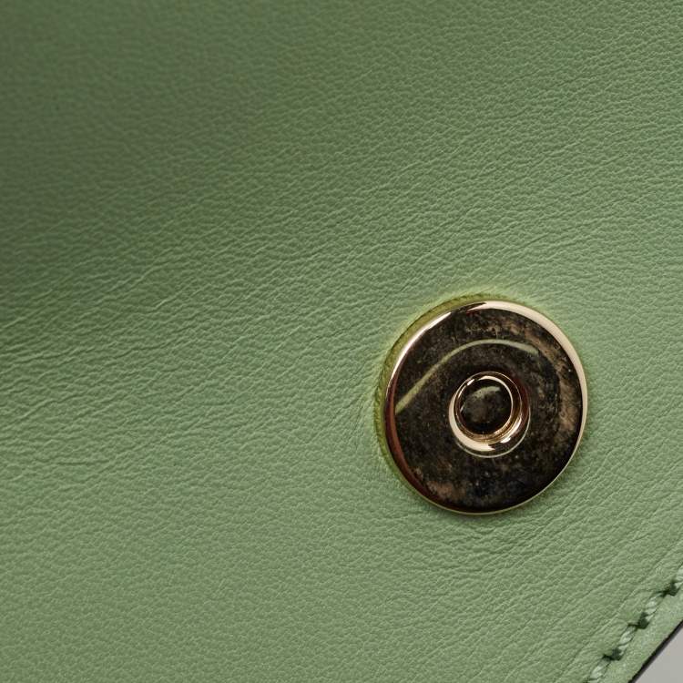 Pre Owned Valentino Lime Green Leather Rockstud Wristlet Clutch