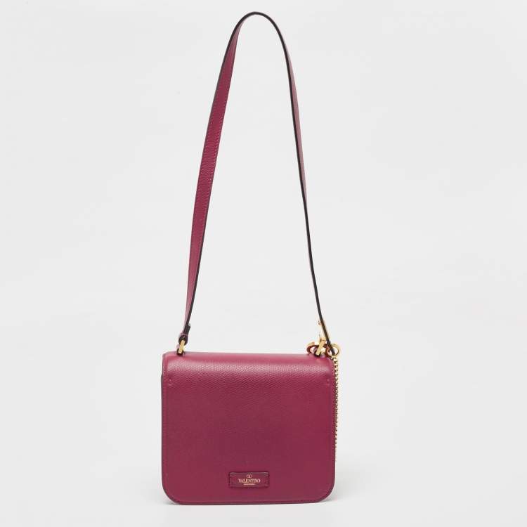 Pre Owned Valentino Burgundy Leather Small VSling Shoulder Bag