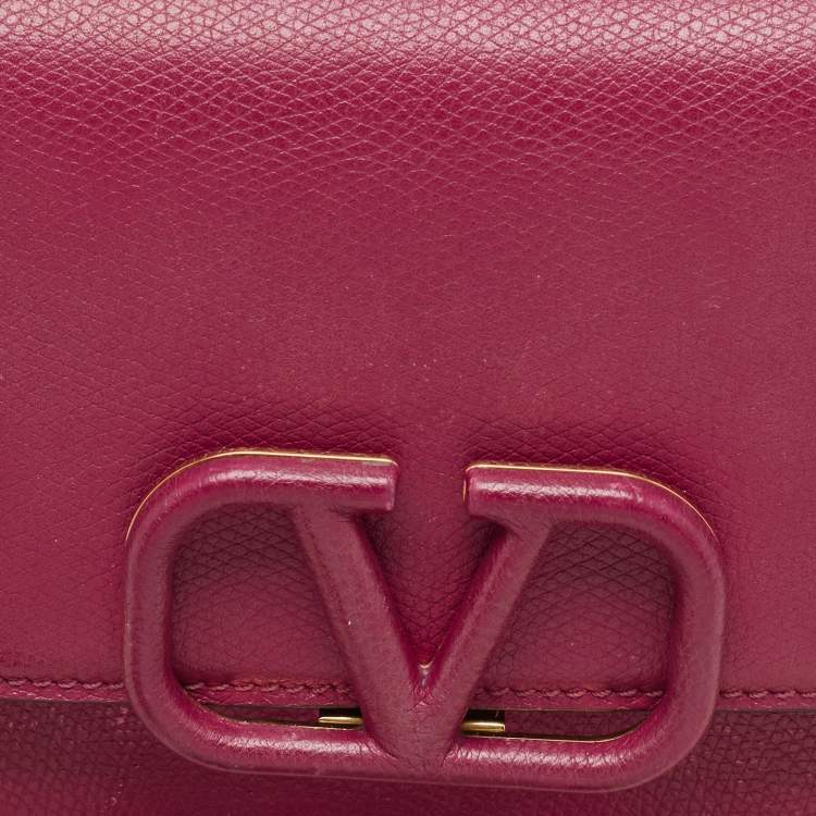Pre Owned Valentino Burgundy Leather Small VSling Shoulder Bag