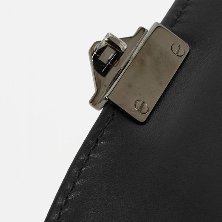 Pre Owned Valentino Black Leather Small Rockstud Glam Lock Flap Bag