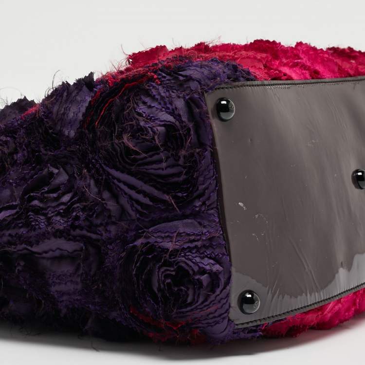 Pre Owned Valentino Multicolor Satin and Patent Leather Petale Rose Tote