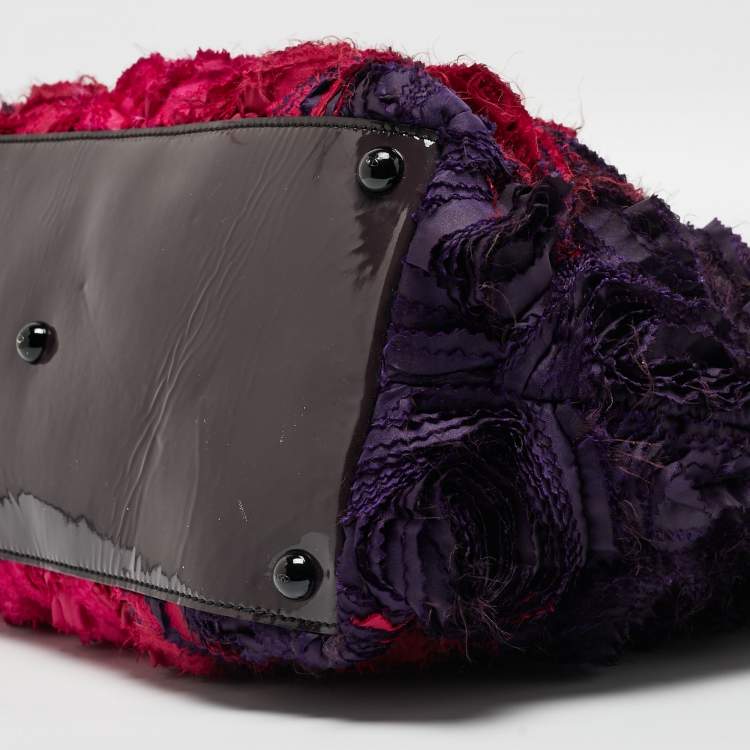 Pre Owned Valentino Multicolor Satin and Patent Leather Petale Rose Tote