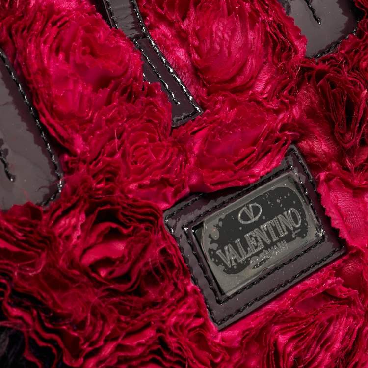 Pre Owned Valentino Multicolor Satin and Patent Leather Petale Rose Tote