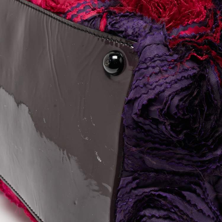 Pre Owned Valentino Multicolor Satin and Patent Leather Petale Rose Tote