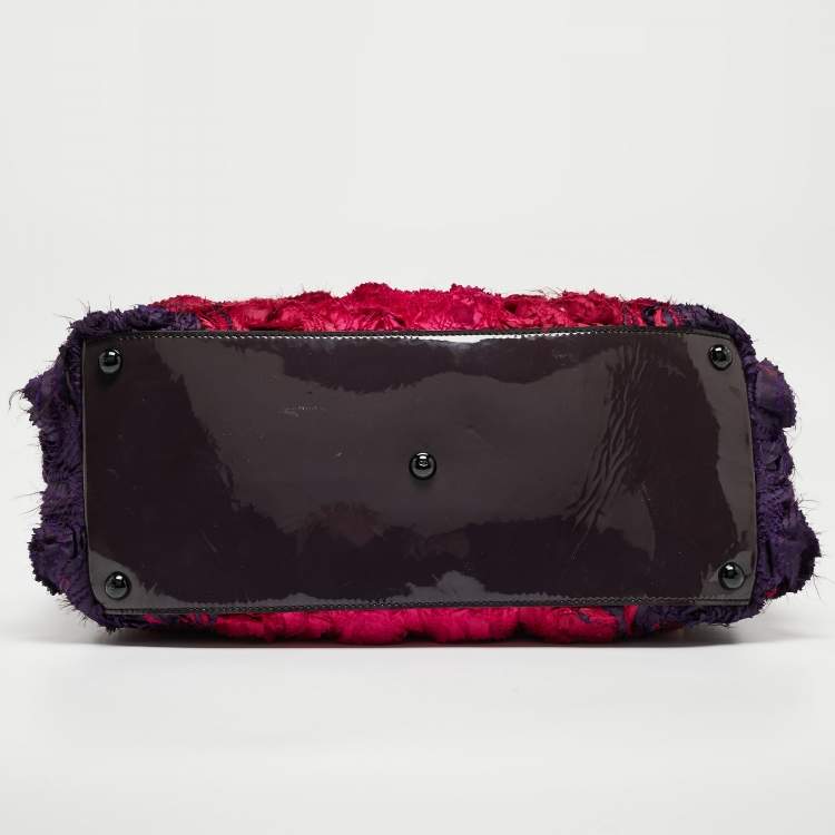 Pre Owned Valentino Multicolor Satin and Patent Leather Petale Rose Tote