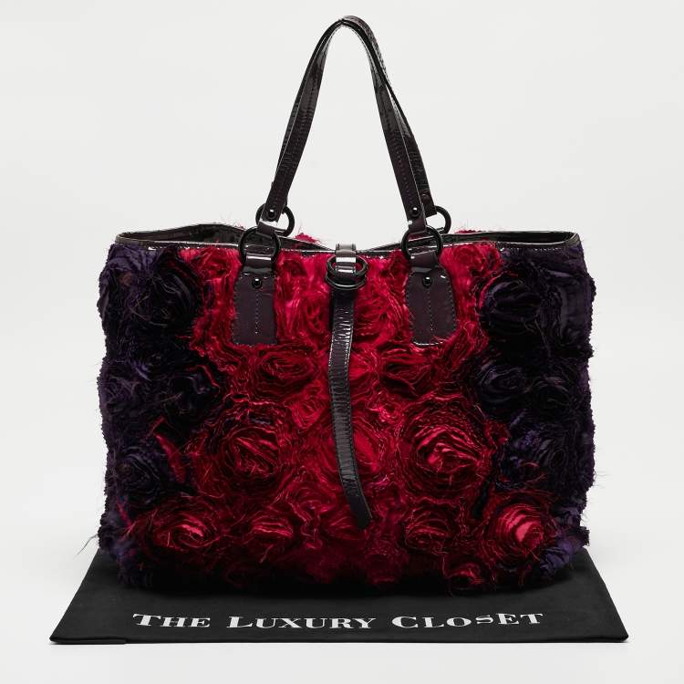 Pre Owned Valentino Multicolor Satin and Patent Leather Petale Rose Tote