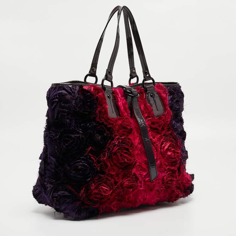 Pre Owned Valentino Multicolor Satin and Patent Leather Petale Rose Tote