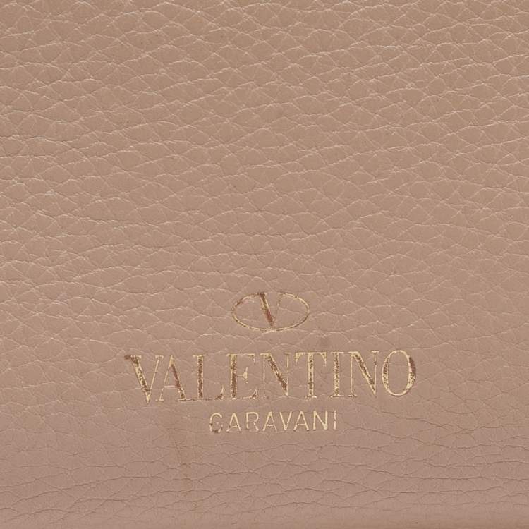 Pre Owned Valentino Old Rose Leather Rockstud Top Handle Bag