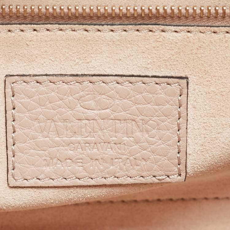 Pre Owned Valentino Old Rose Leather Rockstud Top Handle Bag