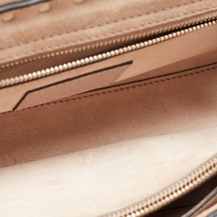 Pre Owned Valentino Old Rose Leather Rockstud Top Handle Bag