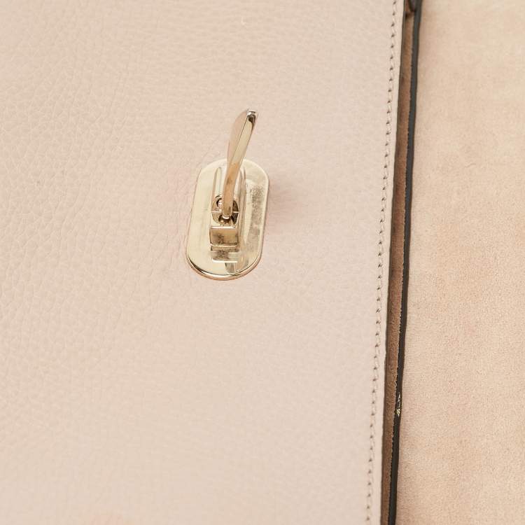 Pre Owned Valentino Old Rose Leather Rockstud Top Handle Bag