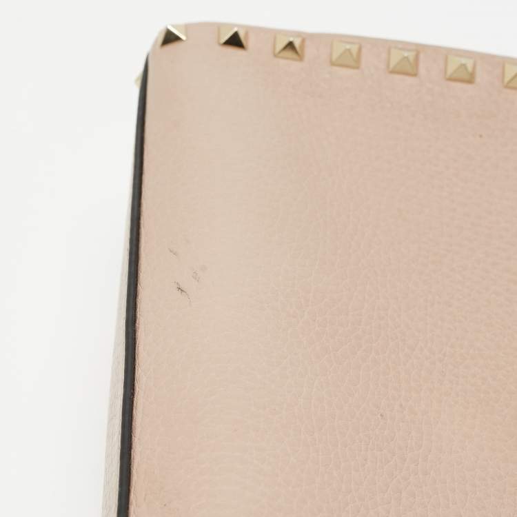Pre Owned Valentino Old Rose Leather Rockstud Top Handle Bag