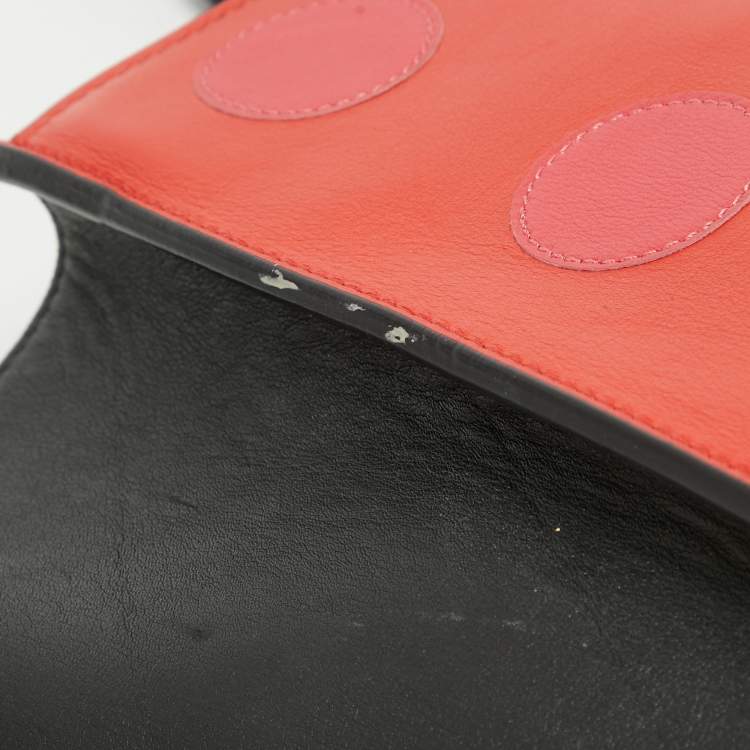 Pre Owned Valentino Tri Color Polka Dot Leather Carmen Shopper Tote 