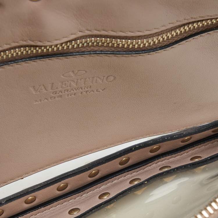 Pre Owned Valentino Pink/Transparent Leather and PVC Rockstud Clutch