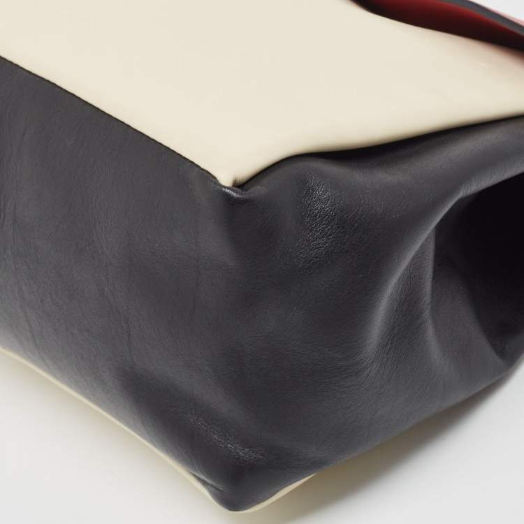 Pre Owned Valentino Tricolor Leather Medium Mime Top Handle Bag