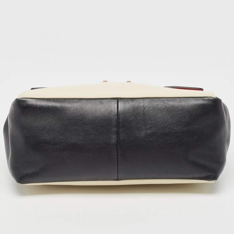 Pre Owned Valentino Tricolor Leather Medium Mime Top Handle Bag