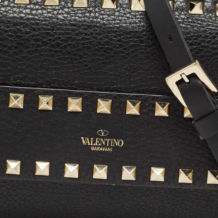 Pre Owned Valentino Black Leather Rockstud Crossbody Bag
