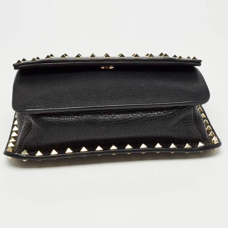 Pre Owned Valentino Black Leather Rockstud Crossbody Bag