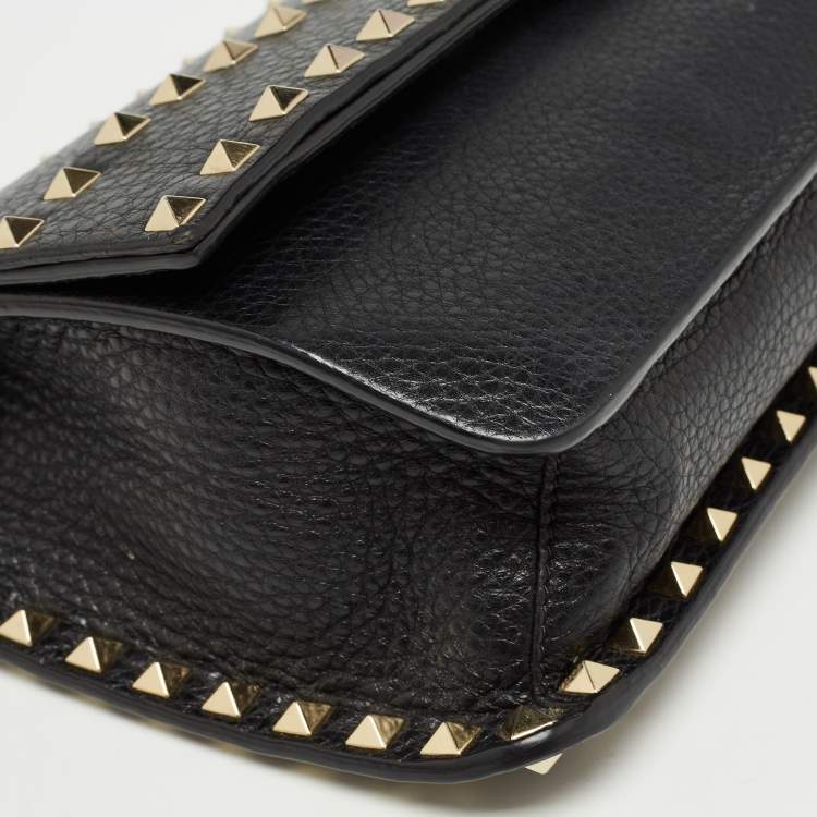 Pre Owned Valentino Black Leather Rockstud Crossbody Bag