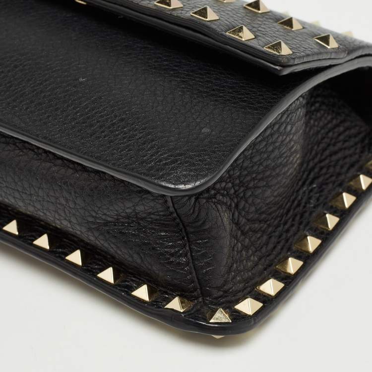Pre Owned Valentino Black Leather Rockstud Crossbody Bag