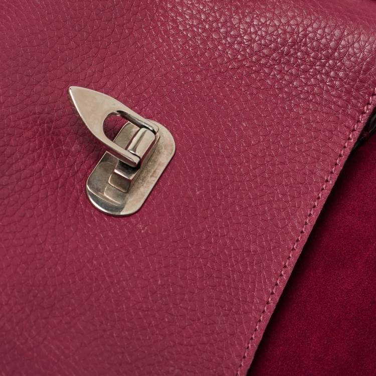 Pre Owned Valentino Magenta Leather Guitar Rolling Rockstud Shoulder Bag