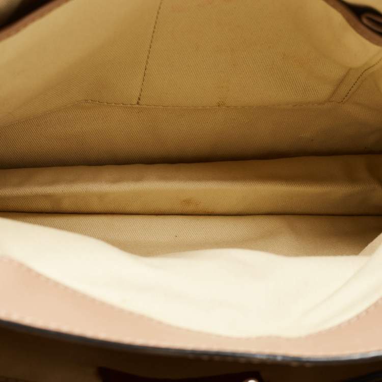 Pre Owned Valentino Beige Leather Rockstud Slim Top Handle Bag