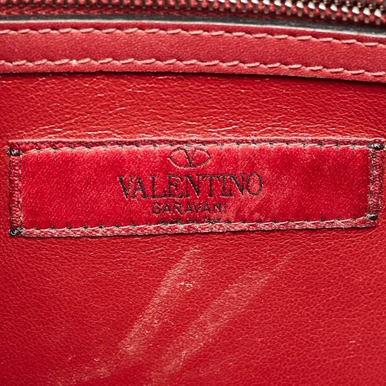 Pre Owned Valentino Red Leather Rockstud Top Handle Bag
