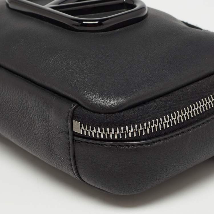 Pre Owned Valentino Black Leather VSling Crossbody Bag