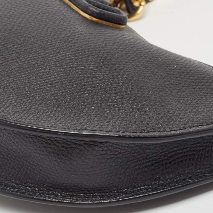 Pre Owned Valentino Black Leather Mini VLogo Hobo