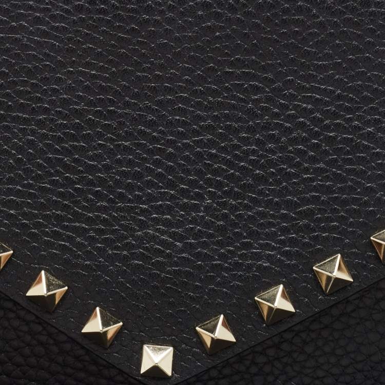 Pre Owned Valentino Black Leather Rockstud Envelope Pouch