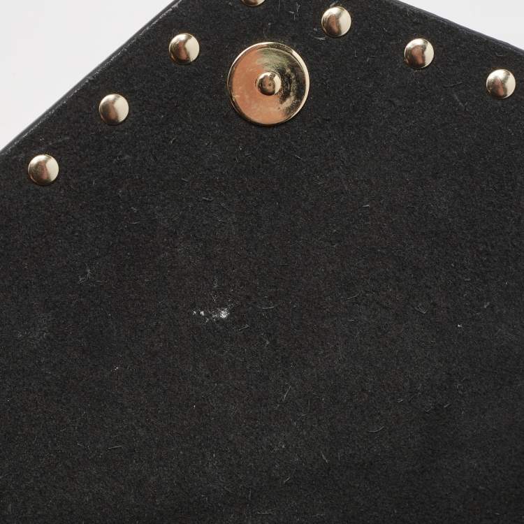 Pre Owned Valentino Black Leather Rockstud Envelope Pouch