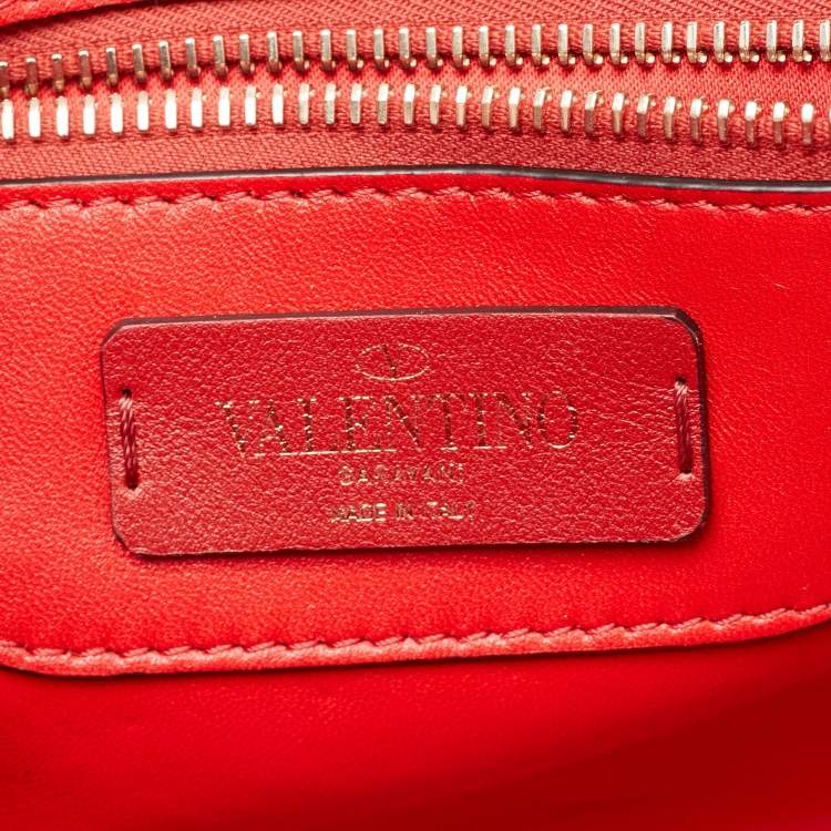 Pre Owned Valentino Blue/Red Denim and Leather Candystud Top Handle Bag