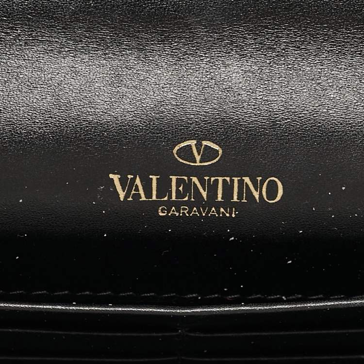 Pre Owned Valentino Light Blue Leather Roman Stud Flap Continental Wallet